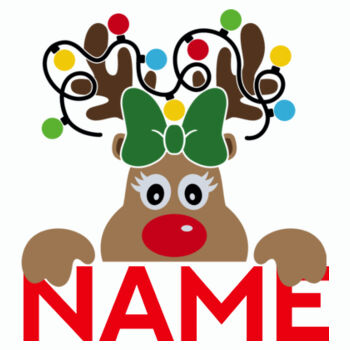Girls Reindeer Custom Name Tee Design